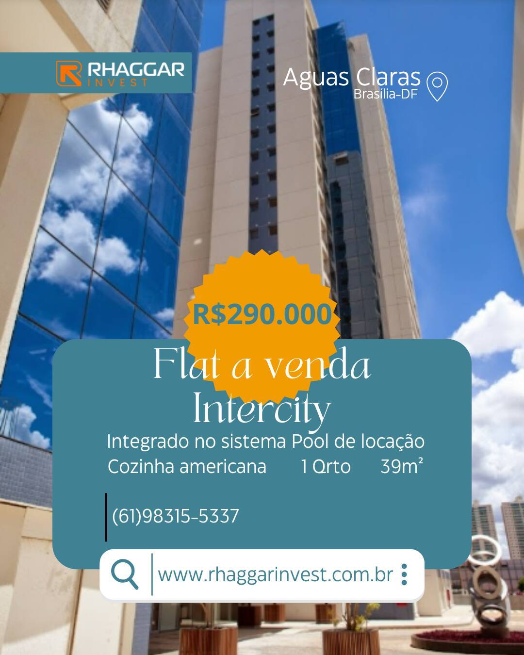 FLAT À VENDA - 39m² - MOBILIADO - POOL DE LOCAÇÃO