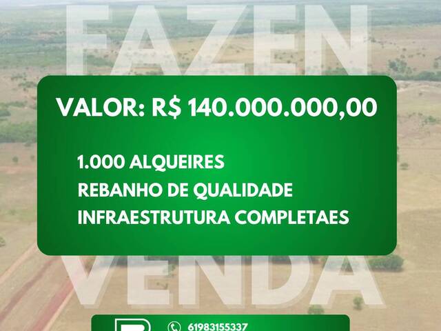 #120 - Fazenda para Venda em Formosa - GO - 1